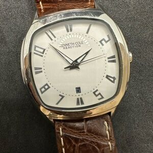 Kenneth Cole Reaction Silver and Brown Watch. Clean and Elegant